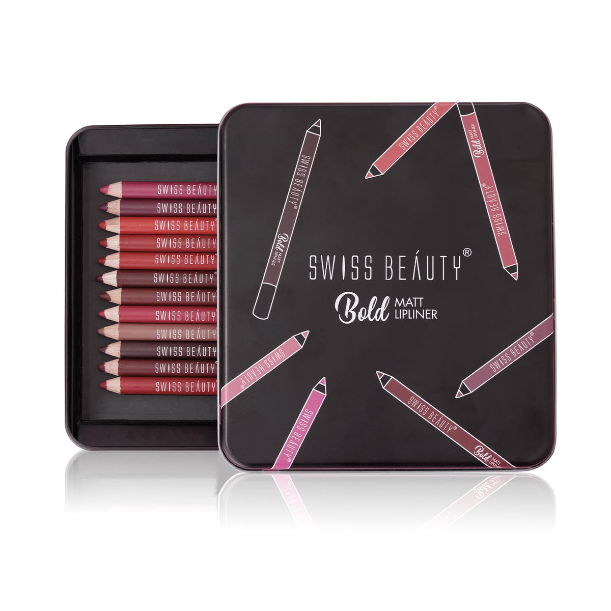 Swiss Beauty Bold Matte Lipliner Pencil Set | Waterproof & Smudge-Free | 12 Colors, 1.6G Each