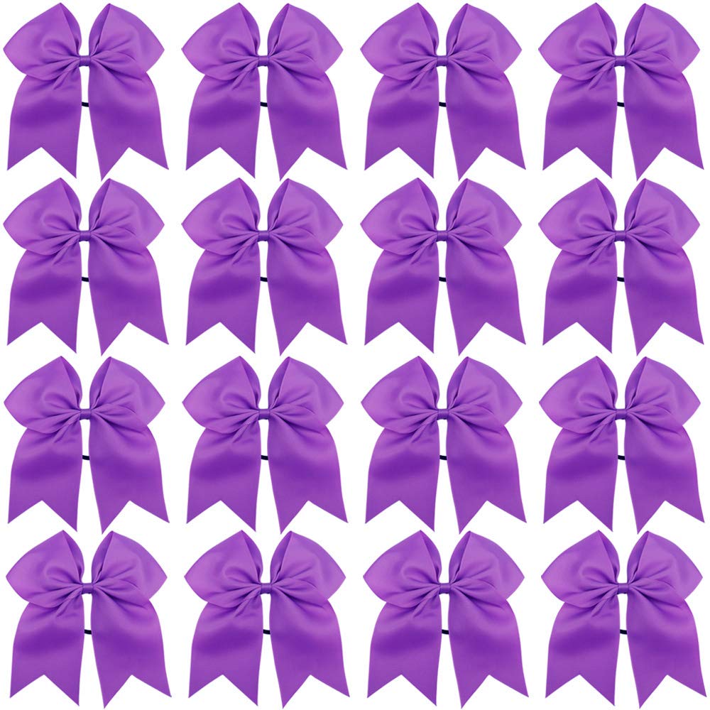 OAOLEER 16PCS Large Purple Cheer Hair Bows Ponytail Holders for Teen Girls College Sports