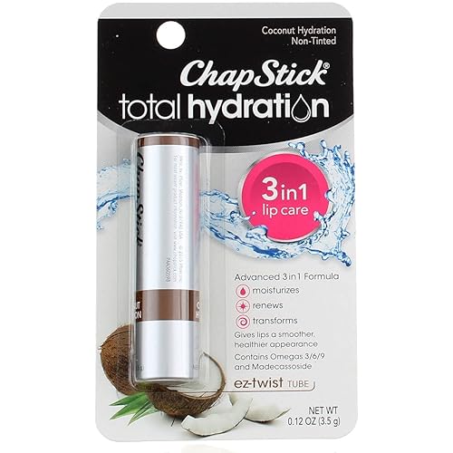 Chapstick Total Hydration 3-In-1 Coconut Lip Care, 6 Count - Moisturizing Lip Balm