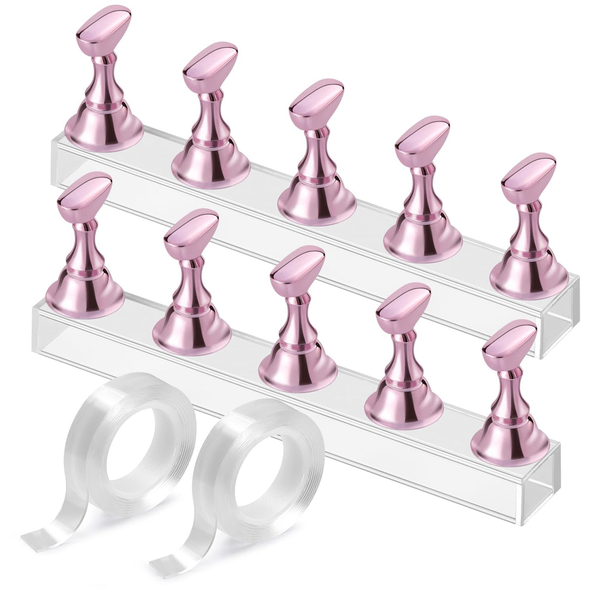 Etercycle Pink Acrylic Nail Stand - Magnetic Practice Holder For Diy Salon Nail Art