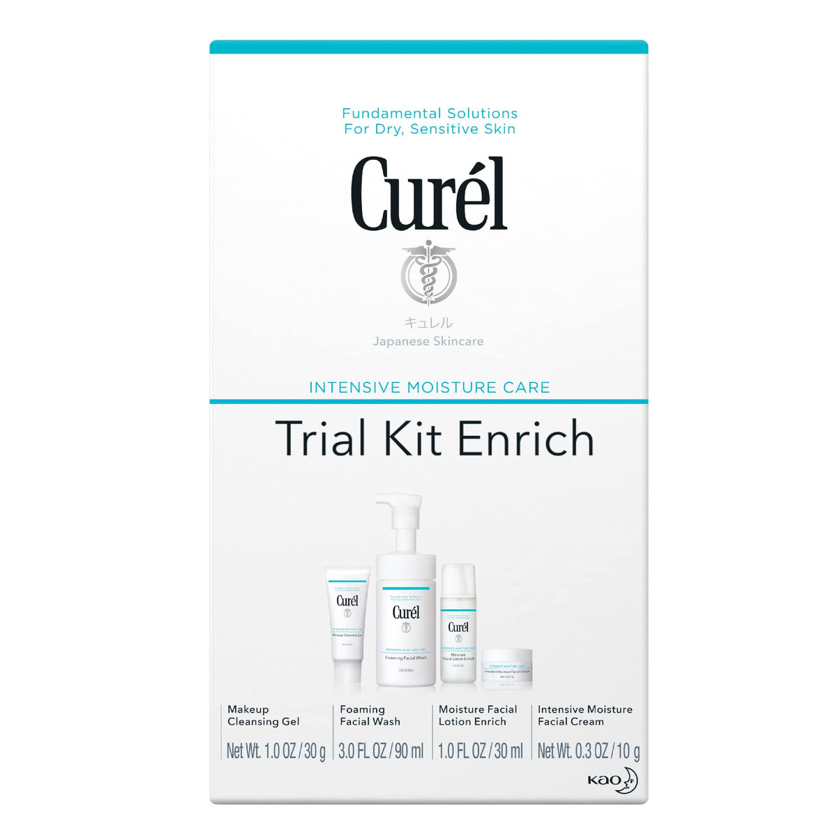 Curel Travel Size Skin Care Set For Dry, Sensitive Skin - Face Wash, Lotion & Makeup Remover