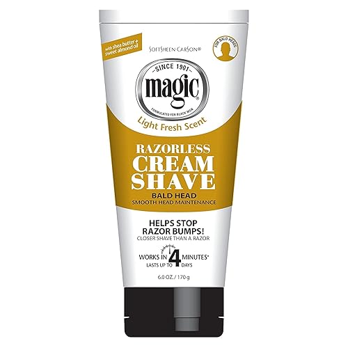 New Magic Razorless Cream Shave For Bald Heads, 6 Oz, Light Fresh Scent, Smooth Maintenance