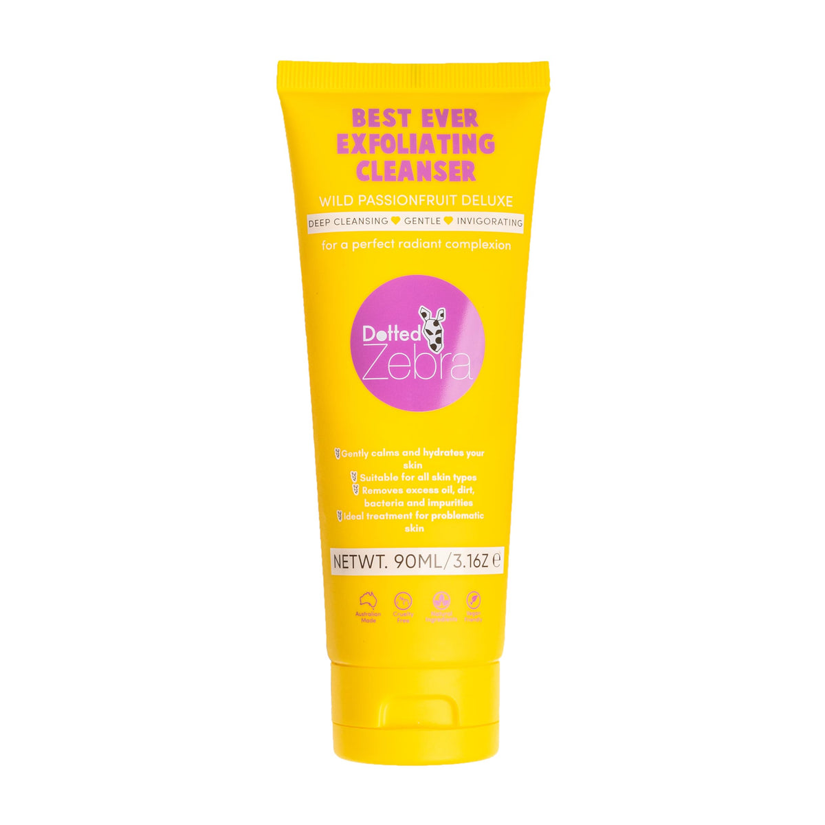 Dotted Zebra Exfoliating Cleanser - Vegan Face Wash With Passionfruit, 3.16 Oz - All Skin Types