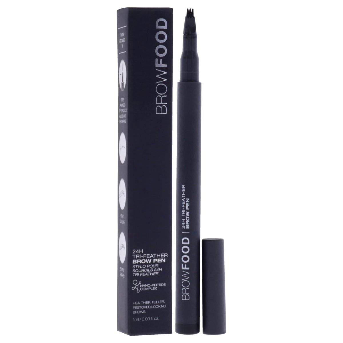 Lashfood Browfood 24H Tri Feather Eyebrow Pencil - Charcoal, 0.03 Oz For Women