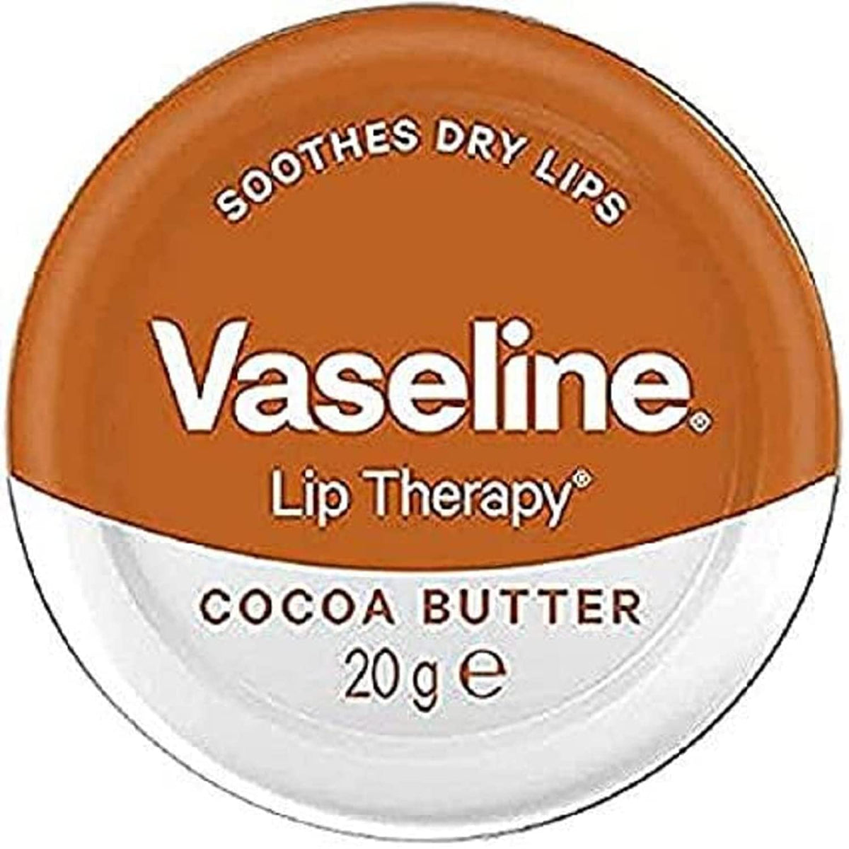 Vaseline Lip Therapy Cocoa Butter Balm - Moisturizer For Very Dry Lips, 20G Tin