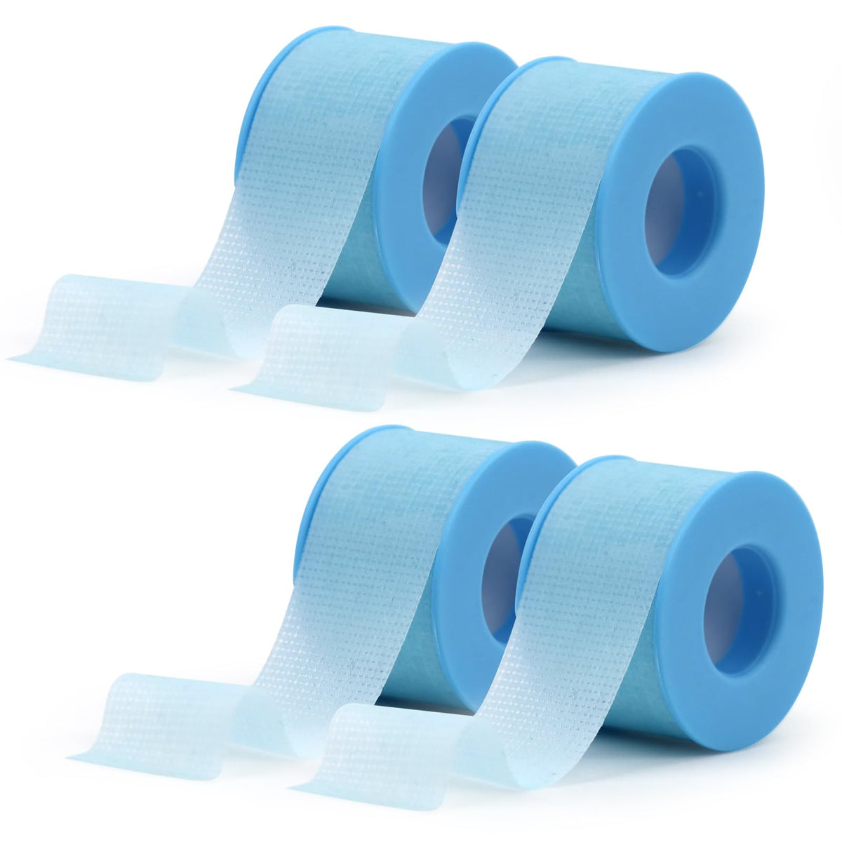 Lzm 4 Rolls Blue Lash Tape For Eyelash Extensions - Silicone Gel, Breathable, Pain-Free Removal