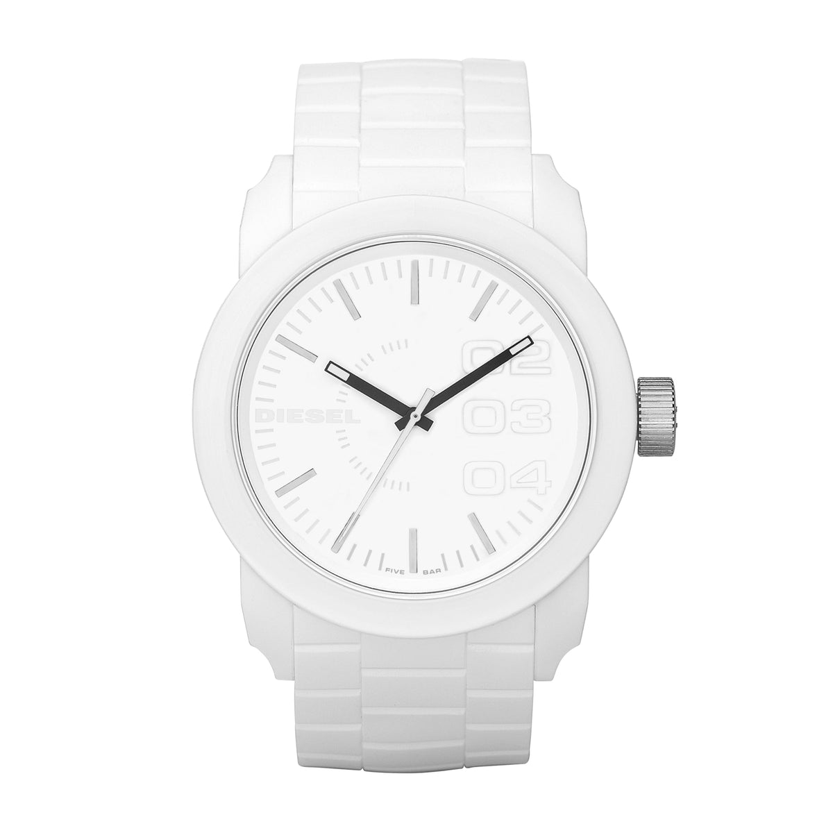 Diesel Men'S Silicone Watch Dz1436 - White Three-Hand Analog Timepiece