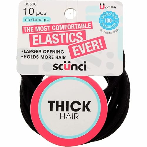 Scunci Extra Thick Brown Hair Elastics, 10 Count, Durable Metal For Strong Hold