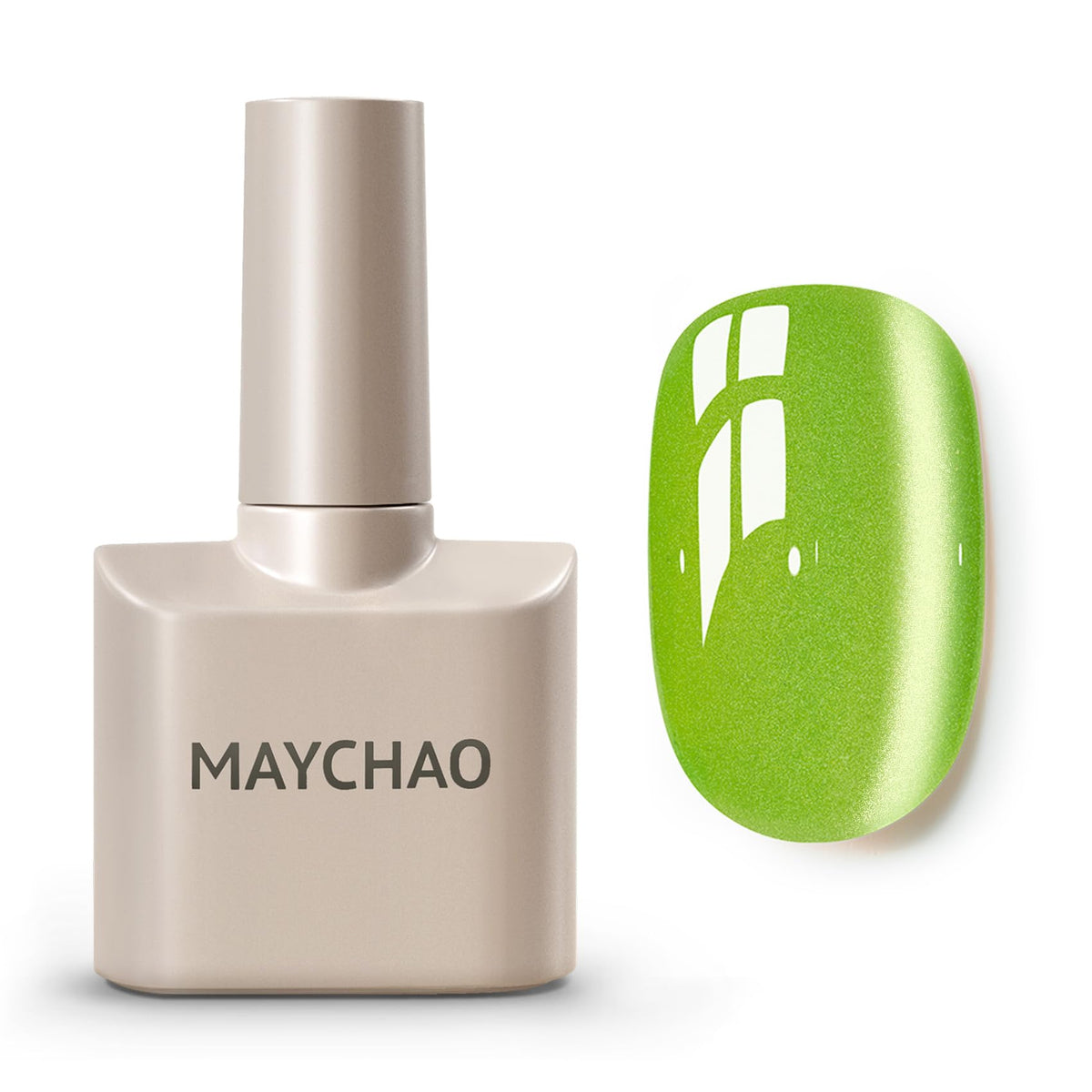 Maychao 15Ml Shine Muscat Cat Eye Gel Nail Polish - Green Glitter Holographic Magnetic Polish