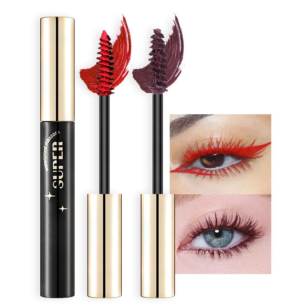 Bingbrush Colored Waterproof Mascara Set - 4 Colors, Long Lasting, Vegan Eye Makeup, 1 Oz