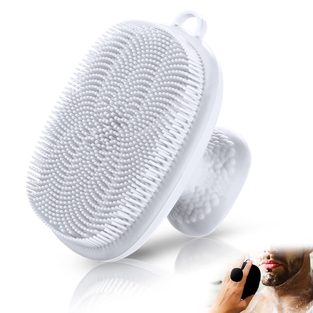 Vwmyq Silicone Face Scrubber For Men - Waterproof Facial Cleansing Brush, Exfoliating Tool, White