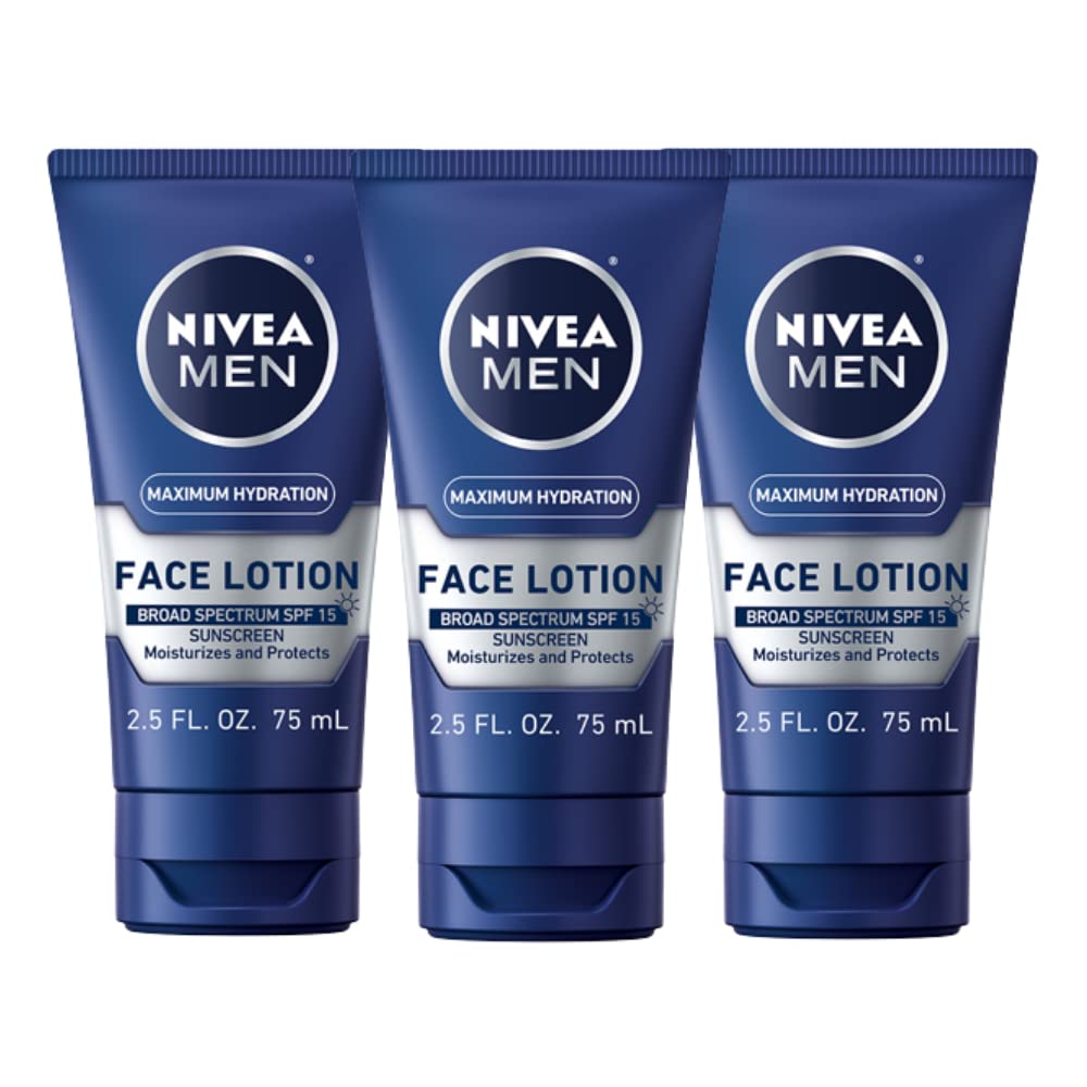 Nivea Men Maximum Hydration Face Lotion With Spf 15, 3-Pack Of 2.5 Fl Oz Tubes