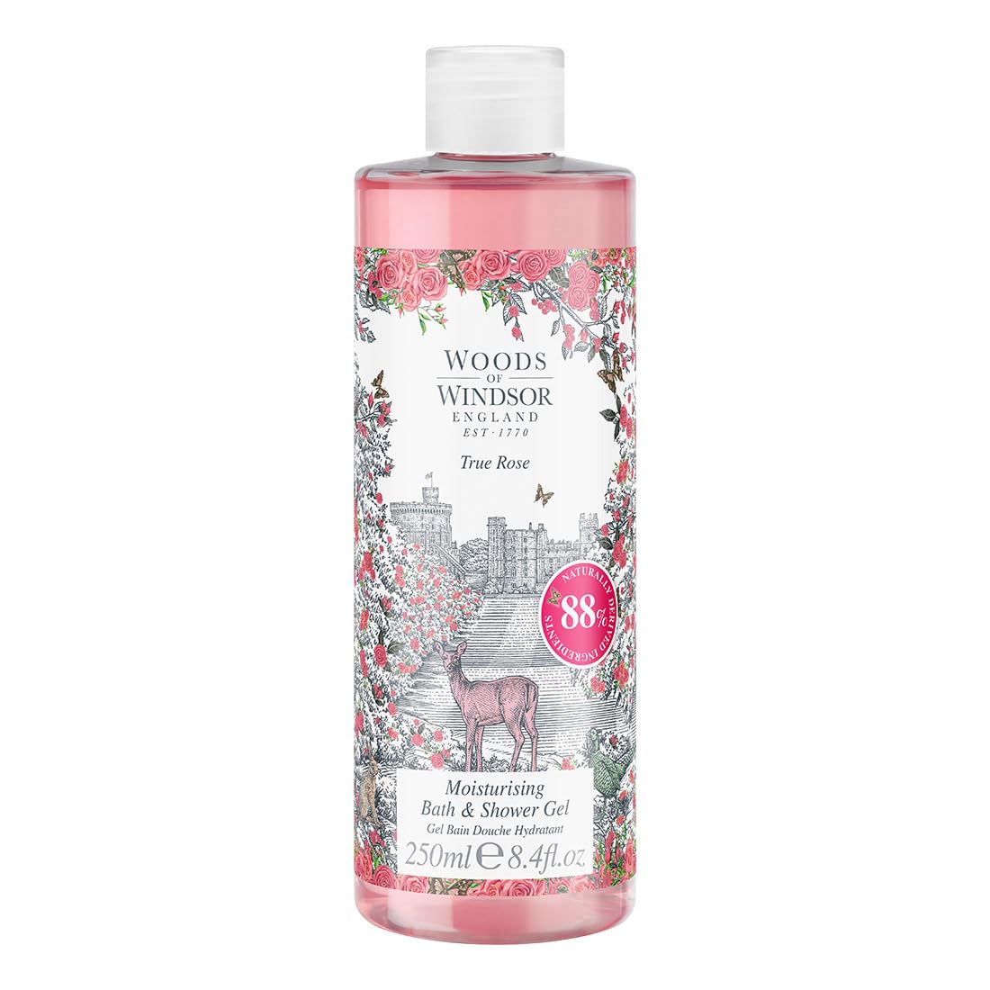 Woods Of Windsor Rose Shower Gel, Moisturizing Body Wash With Jasmine & Ylang Ylang, 250Ml