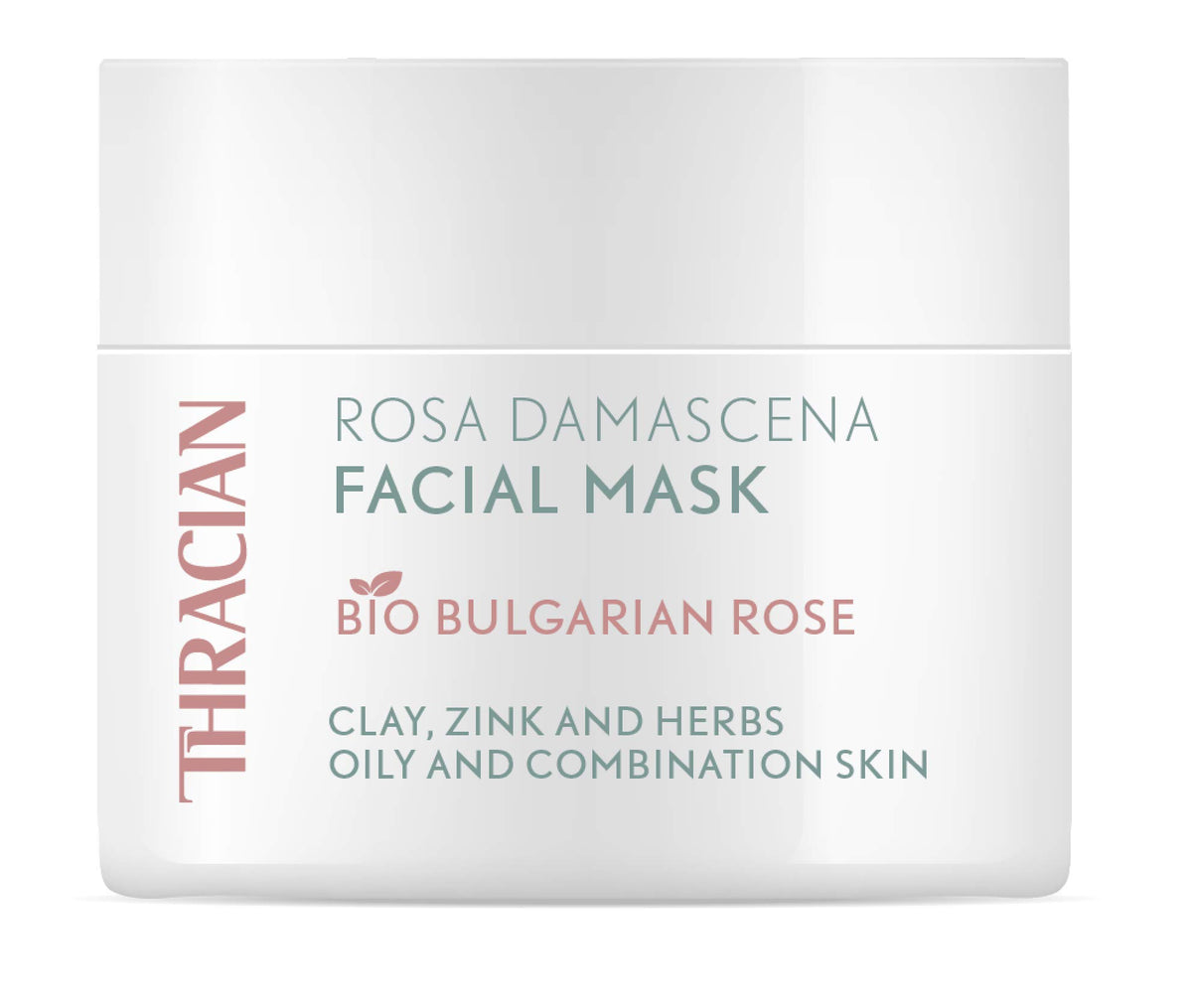 Thracian Bio Rosa Damascena Facial Mask - Natural Clay Mask For Oily Skin & Acne, 100Ml