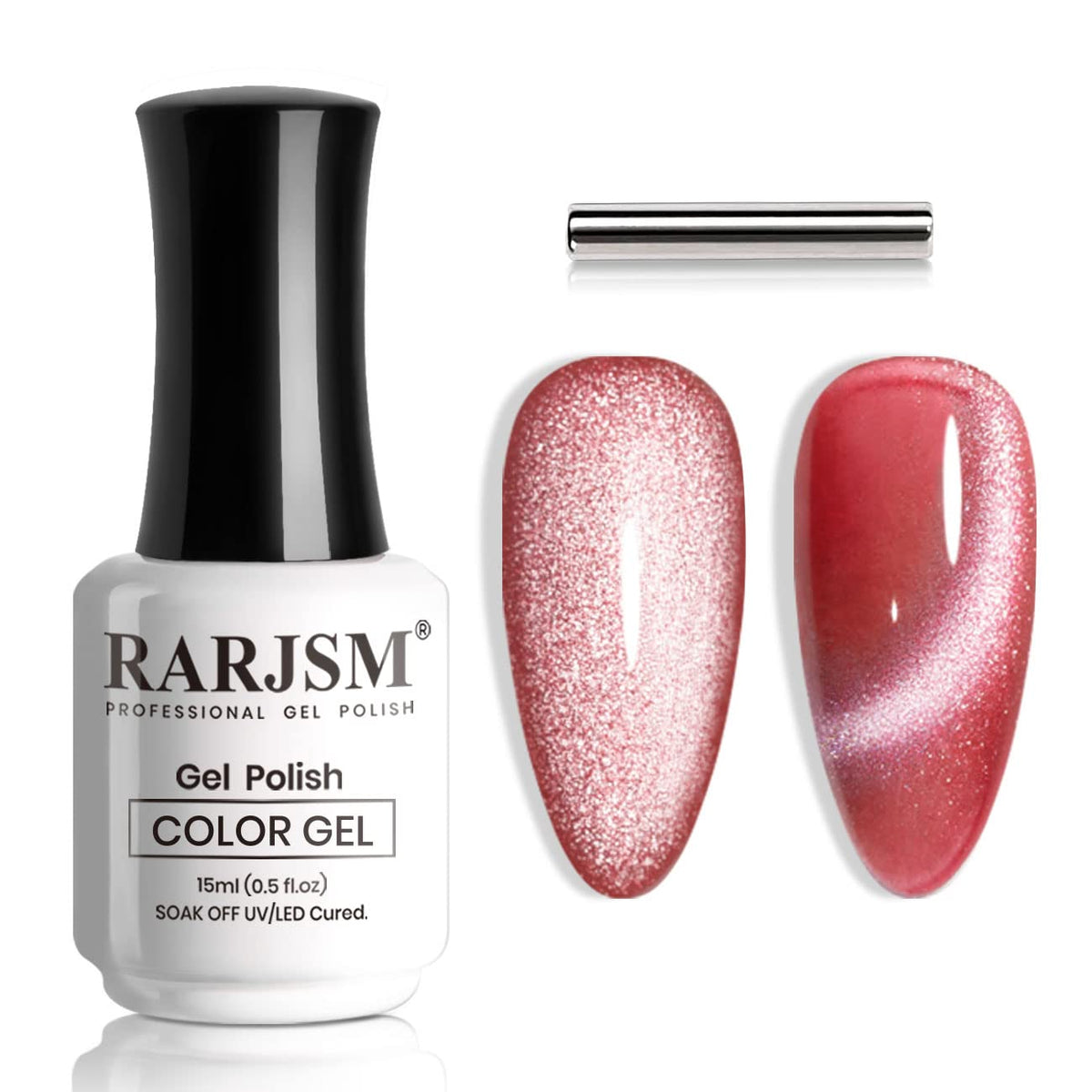 Rarjsm Cat Eye Gel Nail Polish Red 9D Glitter Shimmer 15Ml Uv Led Curing For Diy Manicure