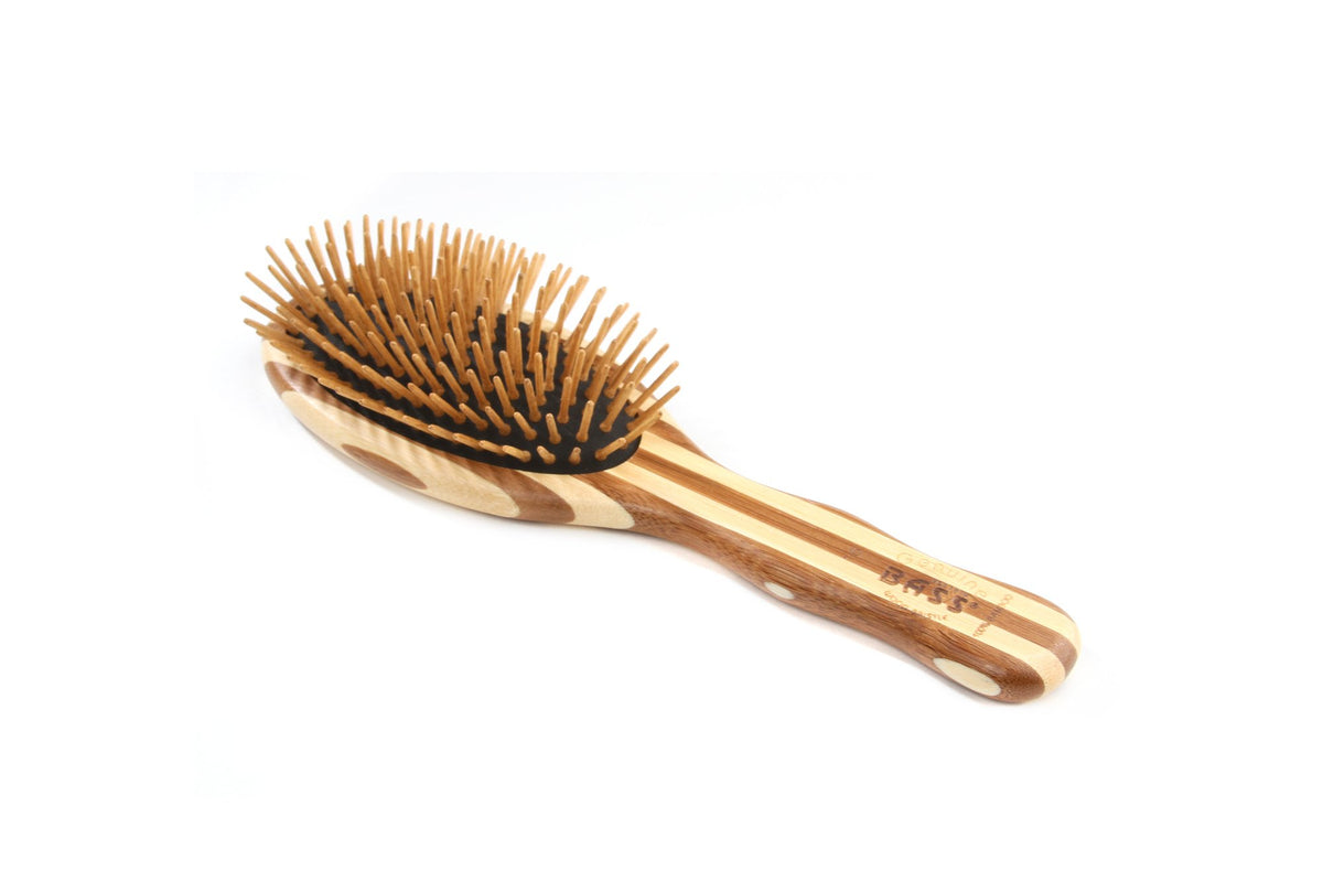 HAIR DOC Large Oval Bamboo Bristle Brush - Eco-Friendly Green Hair Care Tool, 1 Count