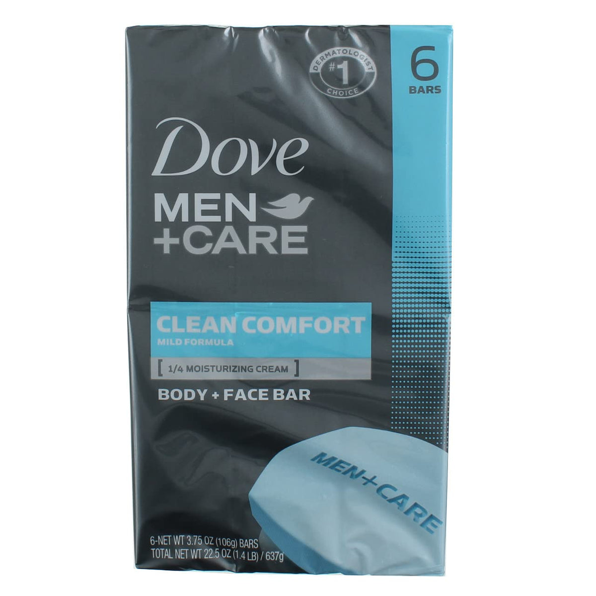 Dove Men+Care Hydrating Body Soap & Face Bar, 6-Pack, Clean Comfort, 3.75 Oz Each