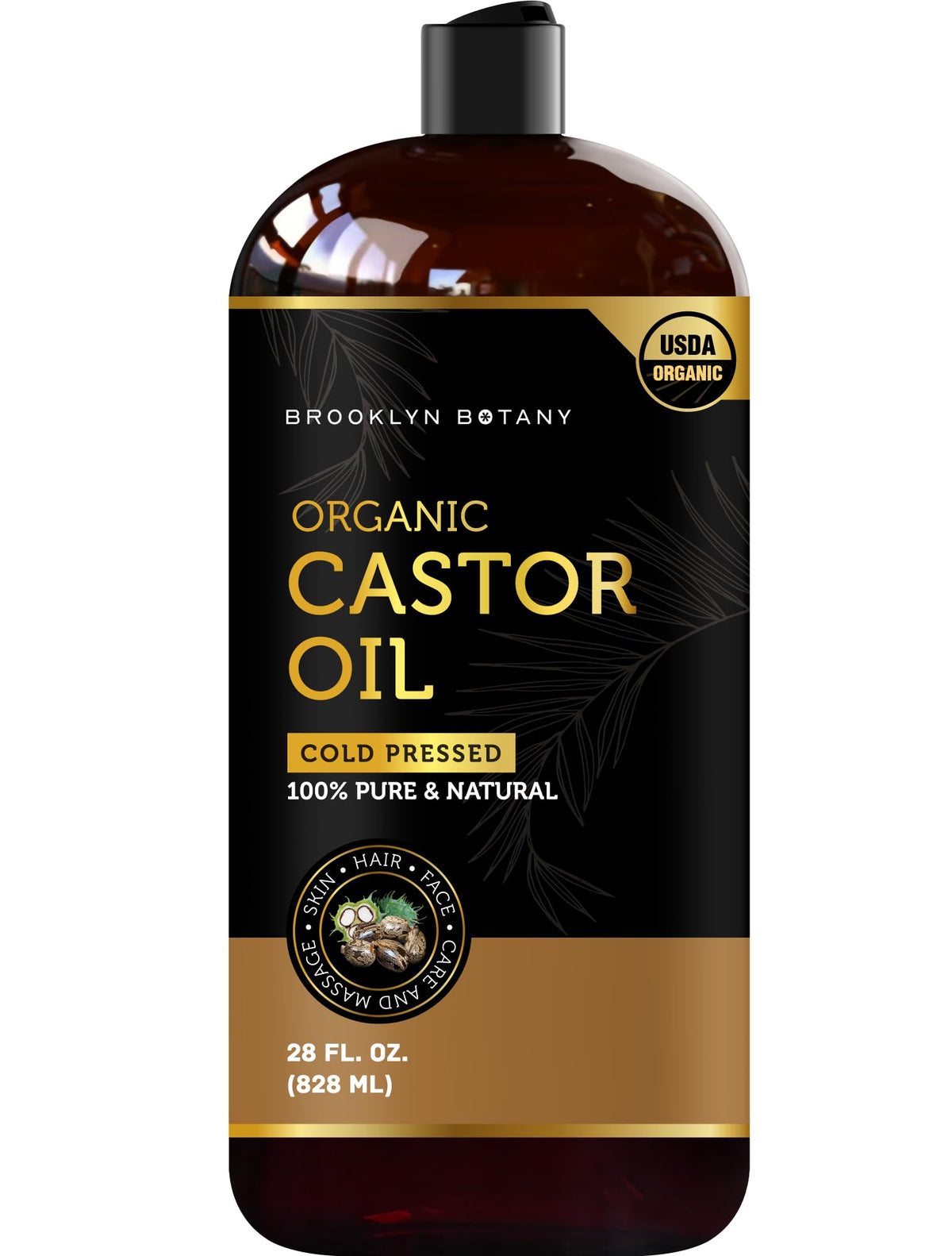 Brooklyn Botany Organic Castor Oil - 100% Pure Hair & Eyelash Growth - 28 Fl Oz