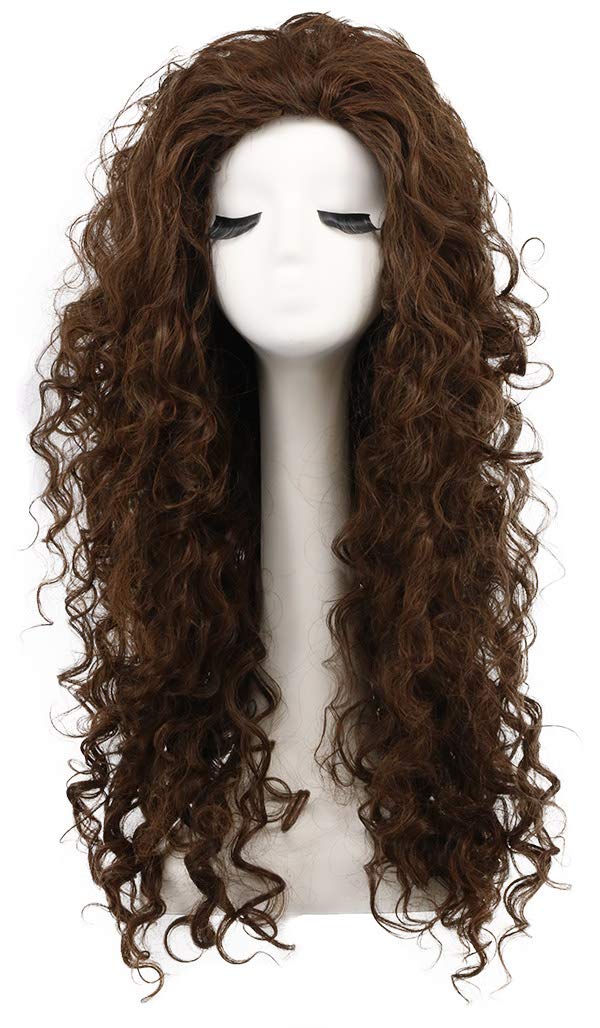 Karlery Women'S Dark Brown Fluffy Curly Wig For Halloween Cosplay & Costume Parties