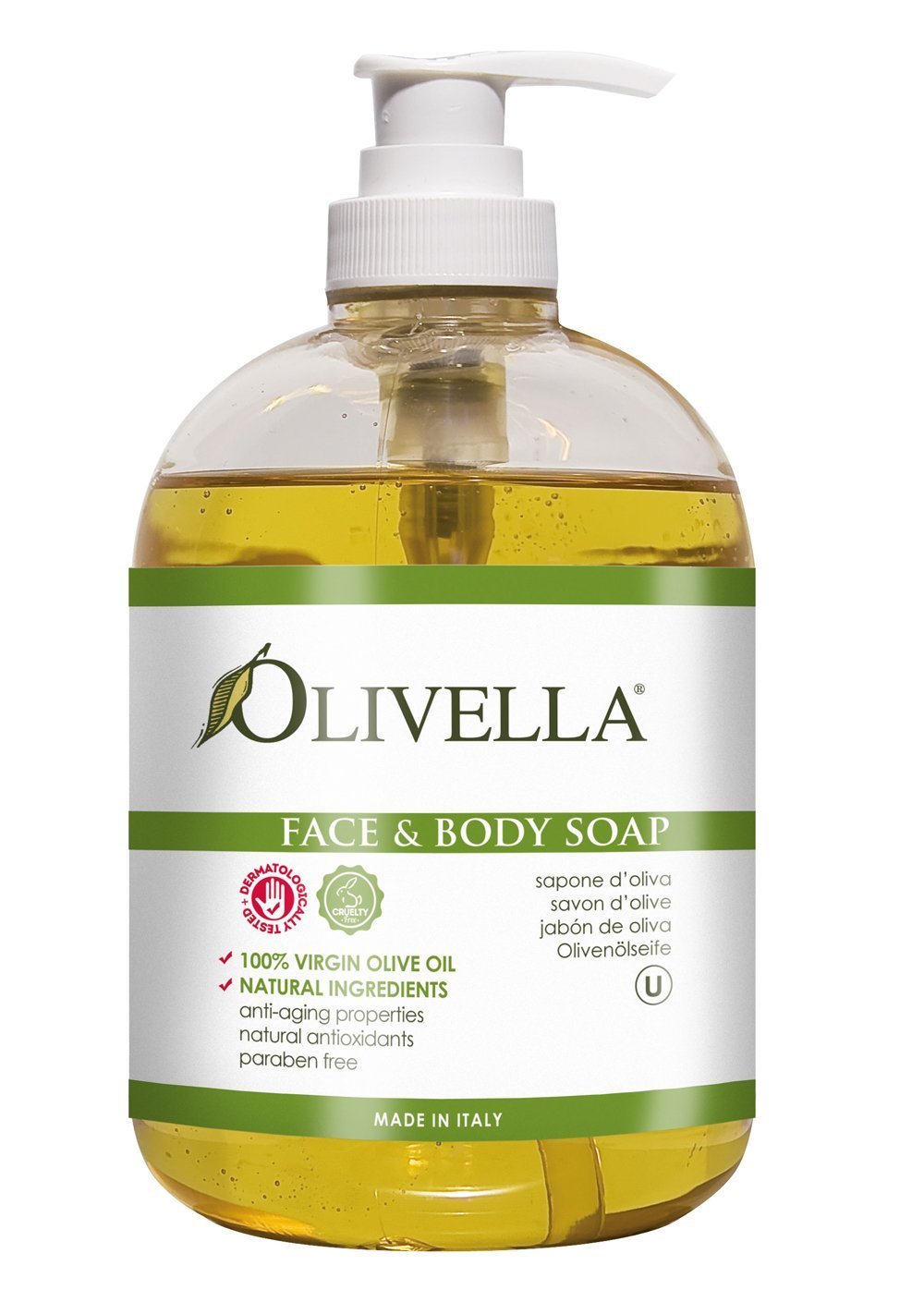 Olivella Face & Body Soap - 16.9 Oz (Pack Of 2) Natural Bath Soaps For Healthy Skin