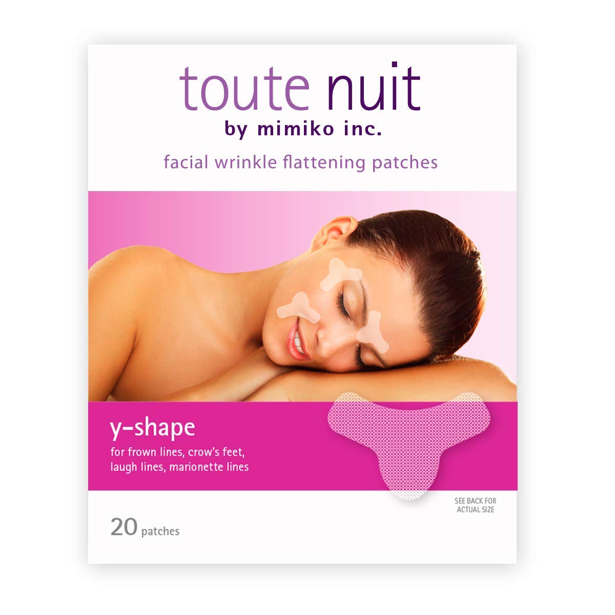 Toute Nuit Facial Wrinkle Patches - Y-Shape Face Tape For Frown Lines, 20 Count