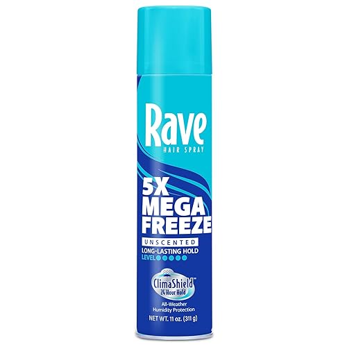 Rave 5X Freeze Unscented Aerosol Hairspray - 5X Hold, Heat Protection, Anti-Frizz,