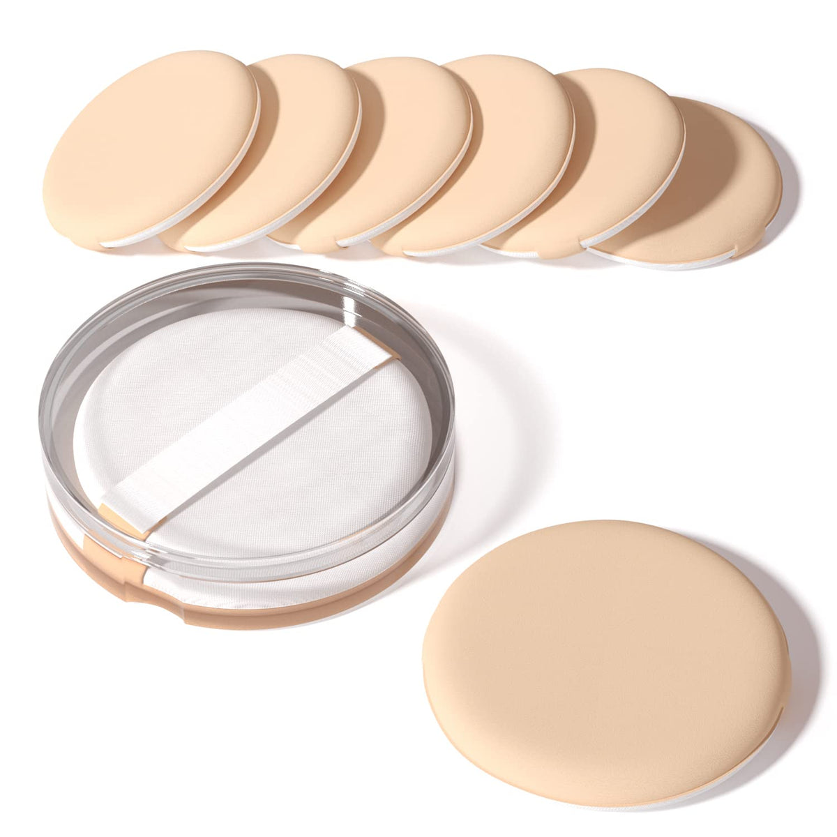 Mohope 8Pcs Honey Beige Air Cushion Makeup Puffs - Latex-Free Blending Sponge Set For Foundation