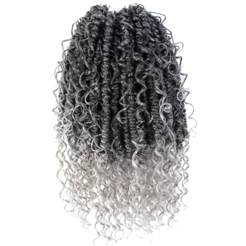 Serendipa 12 Inch Passion Twist Crochet Hair, Pre-Looped Bohemian Braids, 8 Packs, Tgrey