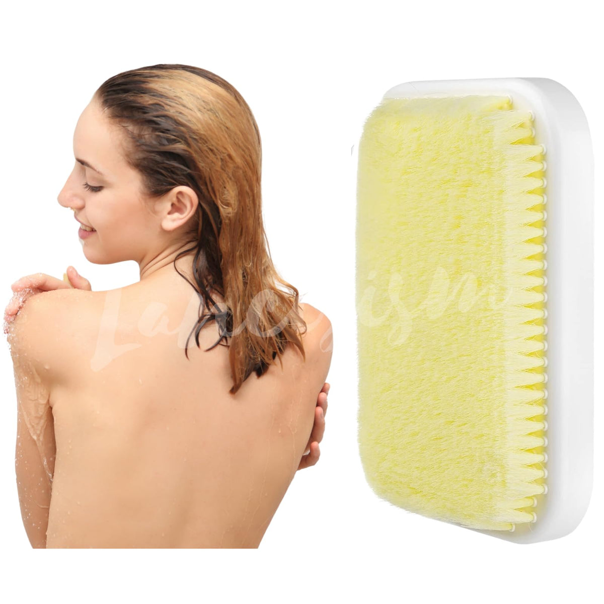 Lancisism Wall Mounted Back Scrubber - Large Exfoliating Brush With Hook For Shower Bathing