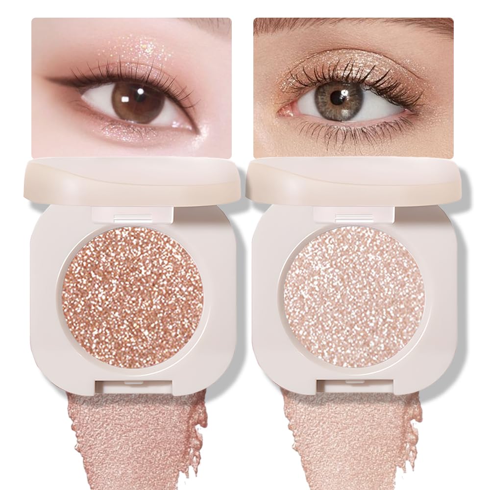 Feicuiyun Glitter Eyeshadow Duo - Vegan Shimmer, Talc & Cruelty-Free, 0.84 Oz