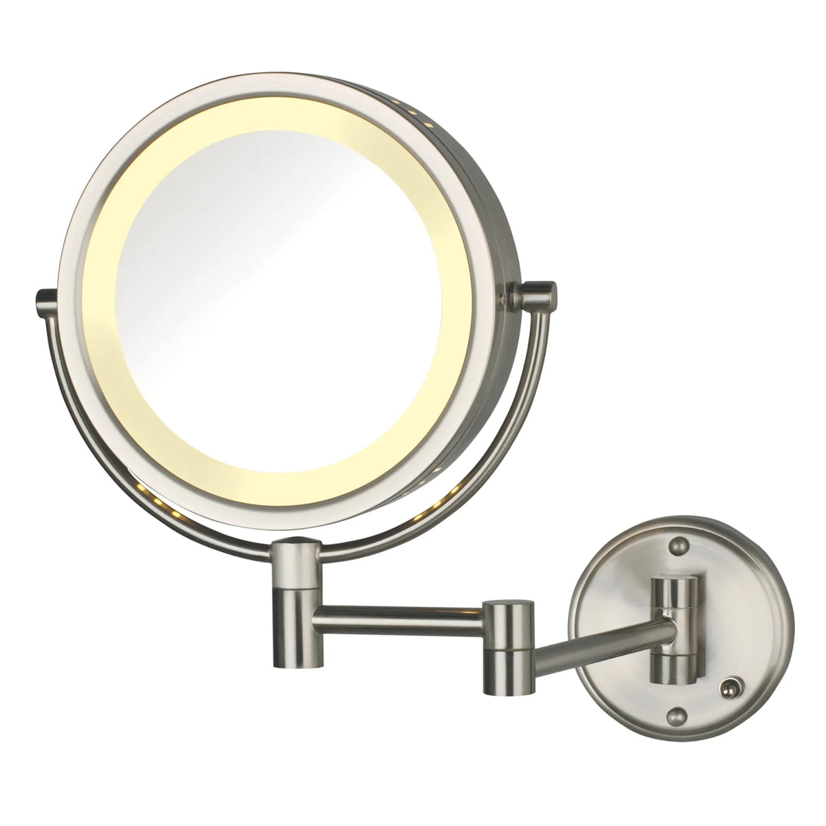 Jerdon Led Wall-Mounted Makeup Mirror - 8X Magnification, Nickel Finish, Direct Wire Model Hl75Nd