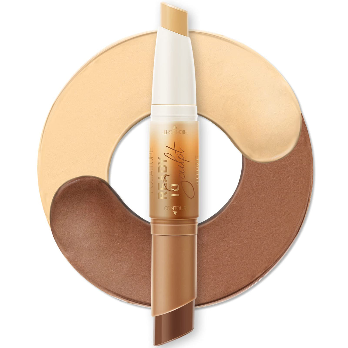 Focallure 2 In 1 Cream Bronzer & Highlighter Stick, Waterproof, Long Lasting, Medium Shade