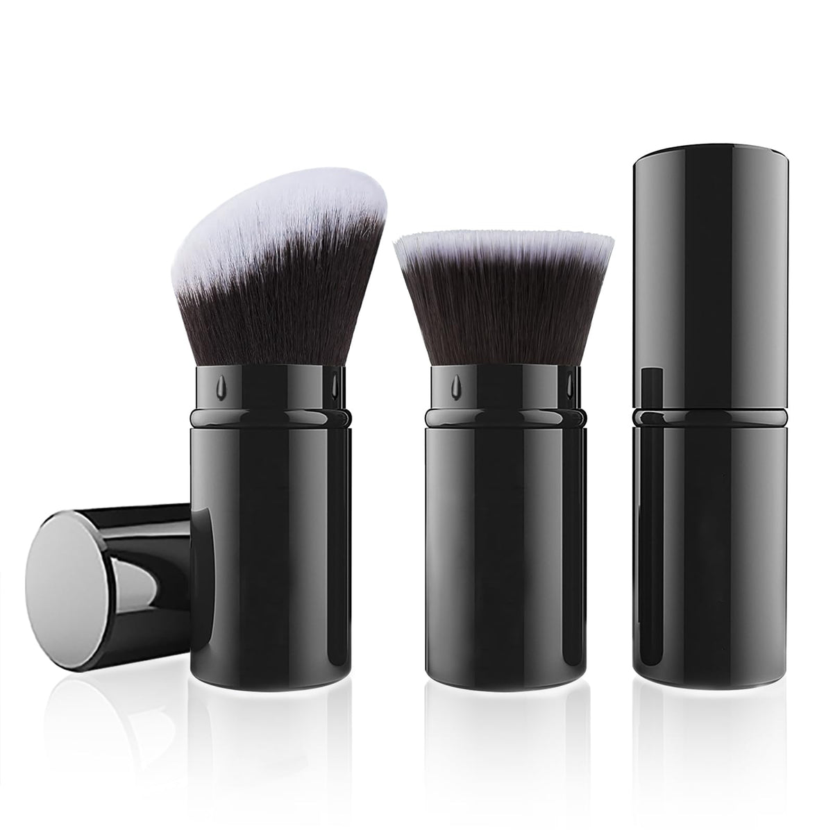 Falliny Retractable Makeup Brush Set - Travel Kabuki Foundation & Powder Brushes With Cover