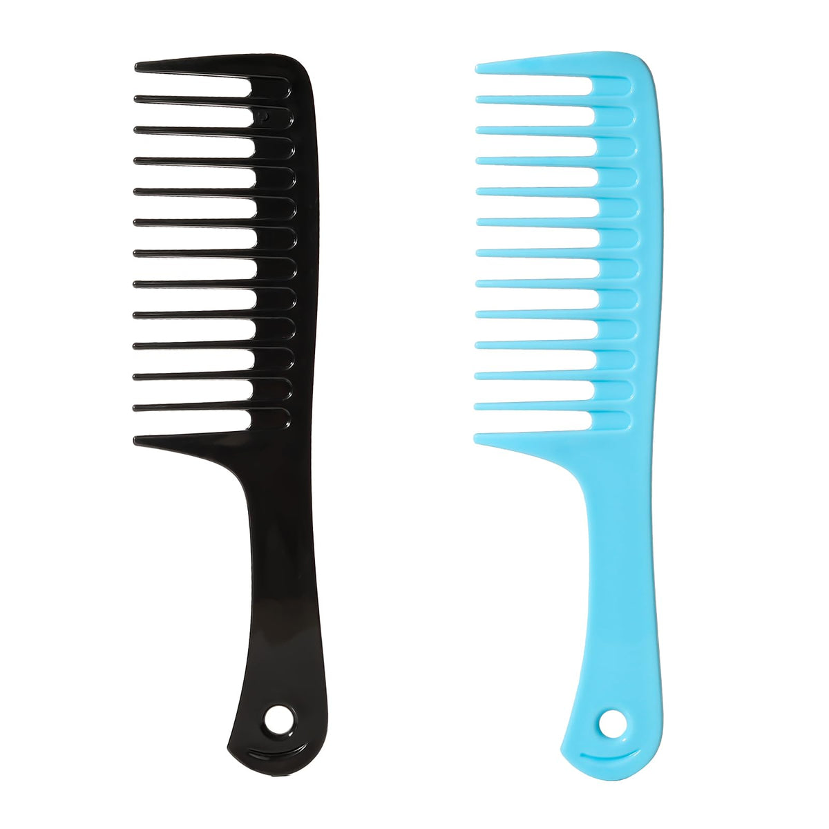 Fgail Wide Tooth Comb Set For Curly Hair - Large Detangling Shower Comb (Black-Blue)