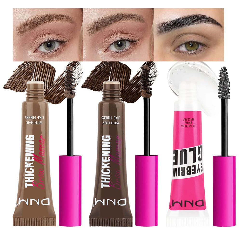 Bingbrush Tinted Thickening Brow Mascara - Waterproof, Transfer-Proof, 3Pcs Brunette & Espresso