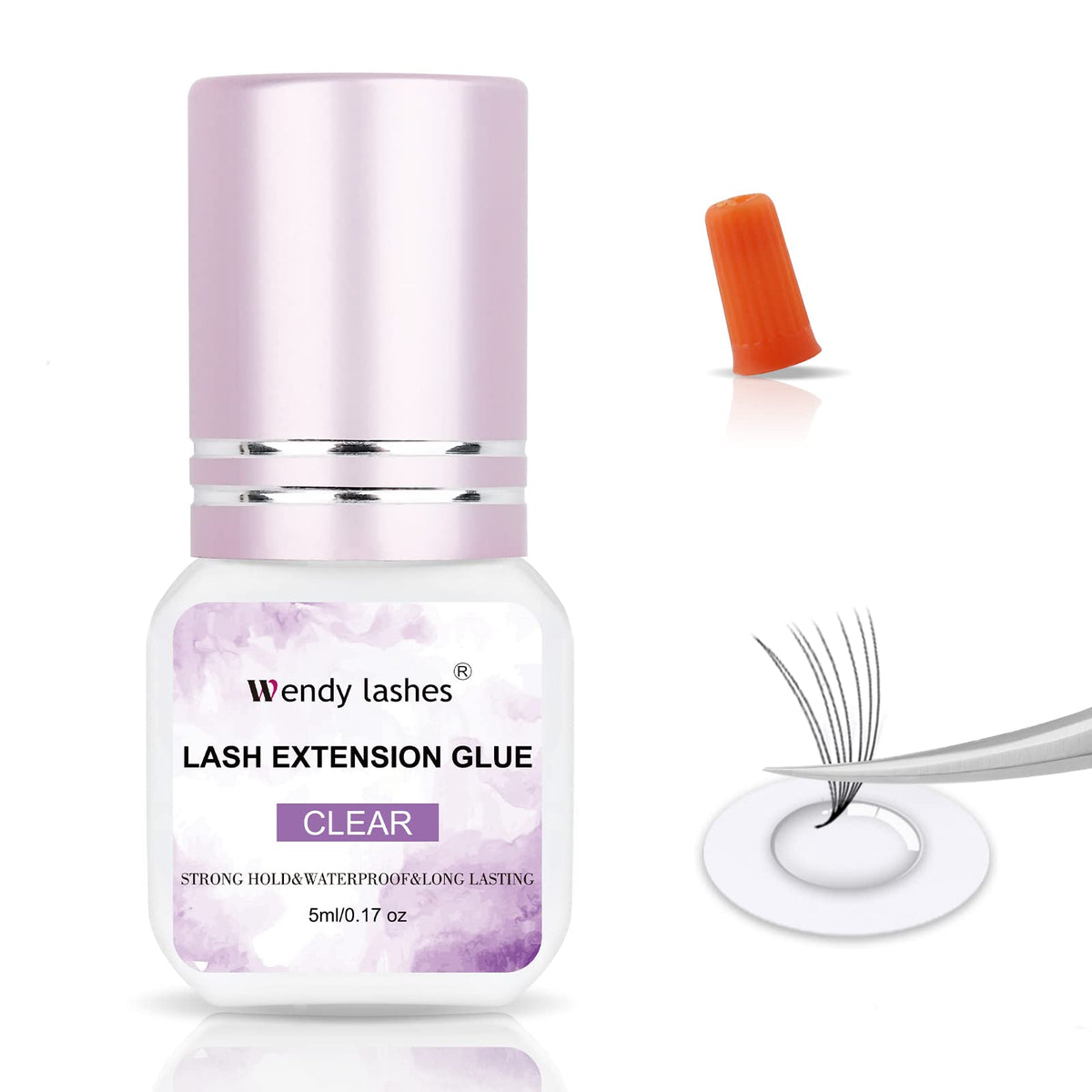 Wendy Lashes Extra-Strong Waterproof Lash Glue, Fast Drying, 5Ml, Low Irritation, Clear