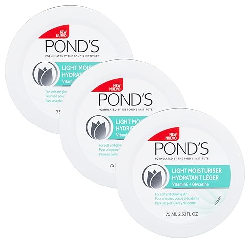 Pond'S Light Moisturizer Cream, 3-Pack, 2.53 Fl Oz Each, Vitamin E For Soft Glowing Skin