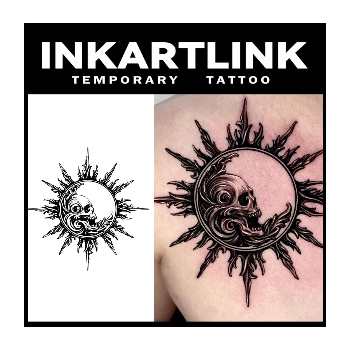 Inkartlink Medium Semi-Permanent Tattoo Sheets - Waterproof, Realistic Trapped Demon Design