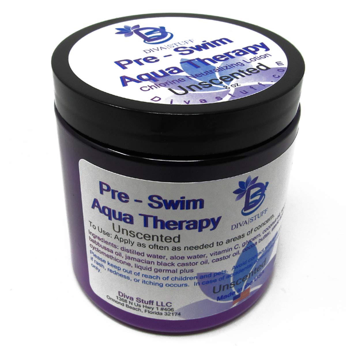 Diva Stuff Pre-Swim Aqua Therapy Lotion, 8 Oz - Chlorine & Salt Water Protection, Unscented