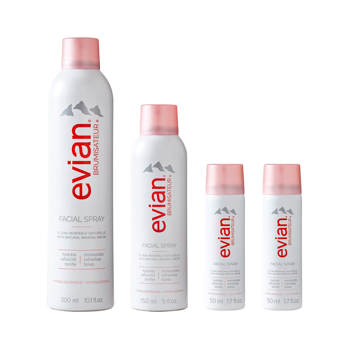 Evian Facial Spray 24/7 Kit - Hydrate & Refresh Skin, Travel Friendly, All Skin Types - Brumisateur