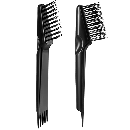 Yaomiao 2-in-1 Hair Brush Cleaner Tool, Black Mini Rake & Comb for Home Salon Use, 2 Count