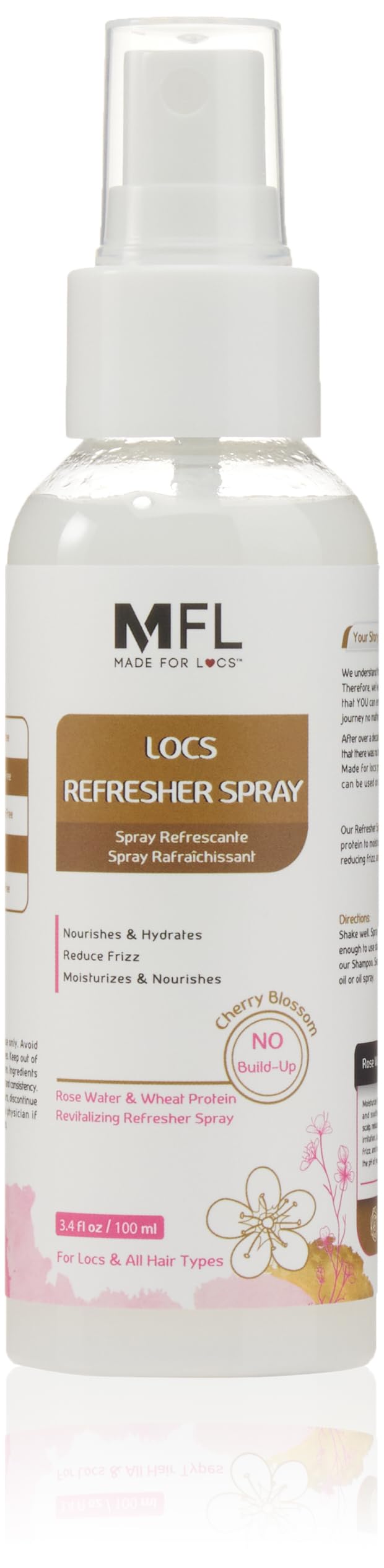 Mfl Made For Locs Vegan Rose Water Refresher Spray - Moisturizer & Deodorizer, 3.4 Oz