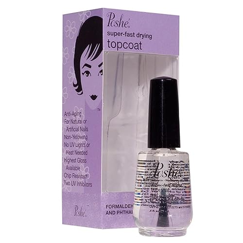 Poshe Super Fast Drying Top Coat, 0.5 Fl Oz - Quick-Dry Nail Polish For Salon Finish