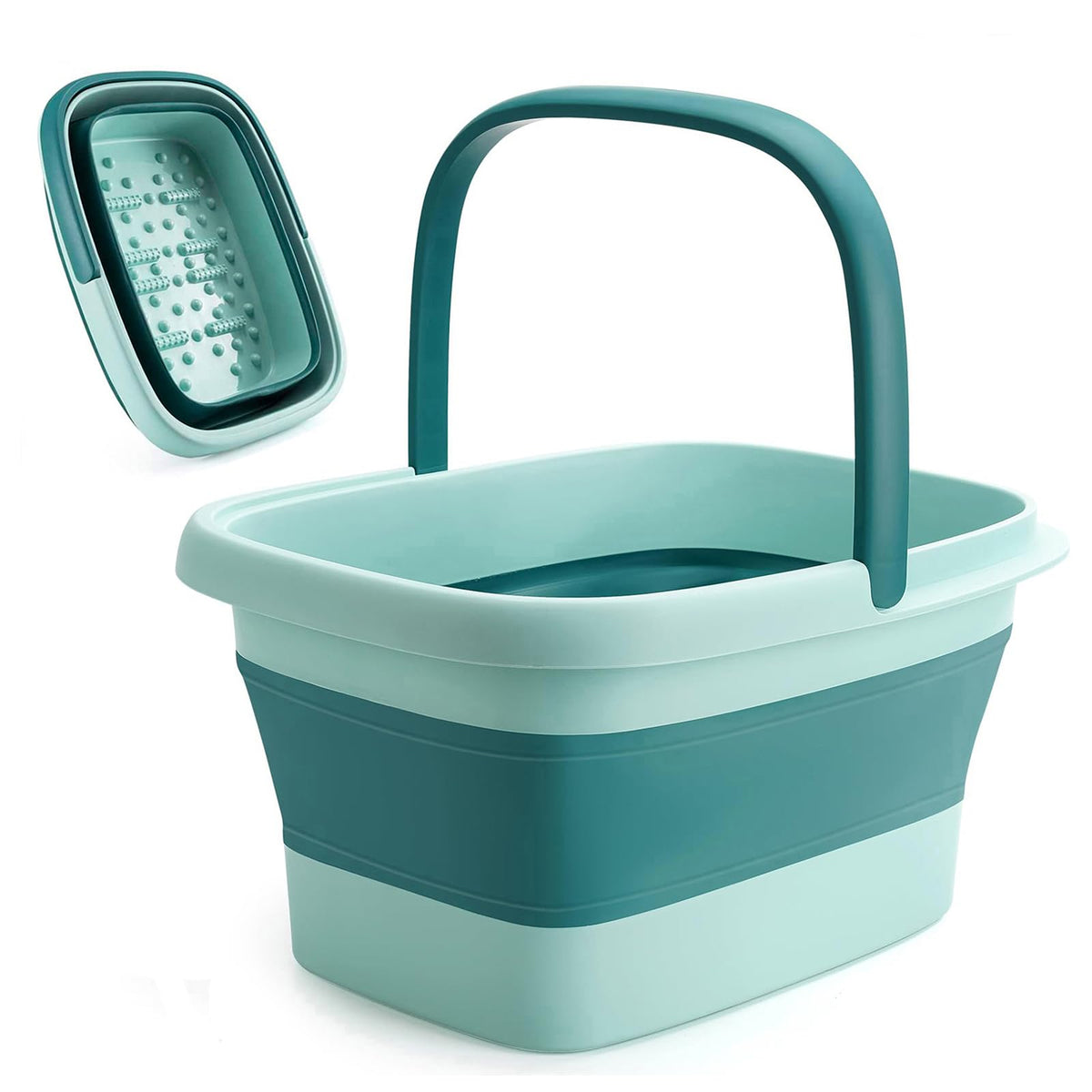 Kassae Collapsible Green Foot Bath Tub - 15L Extra Large Portable Soaking Pedicure Basin