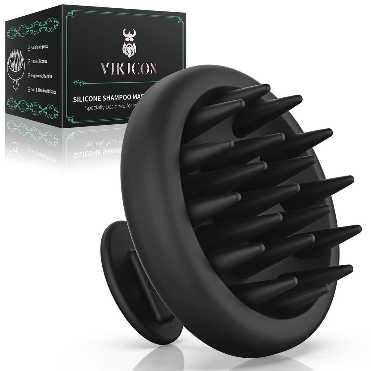 Vikicon Silicone Scalp Massager Brush For Hair Growth & Dandruff Exfoliation, Black