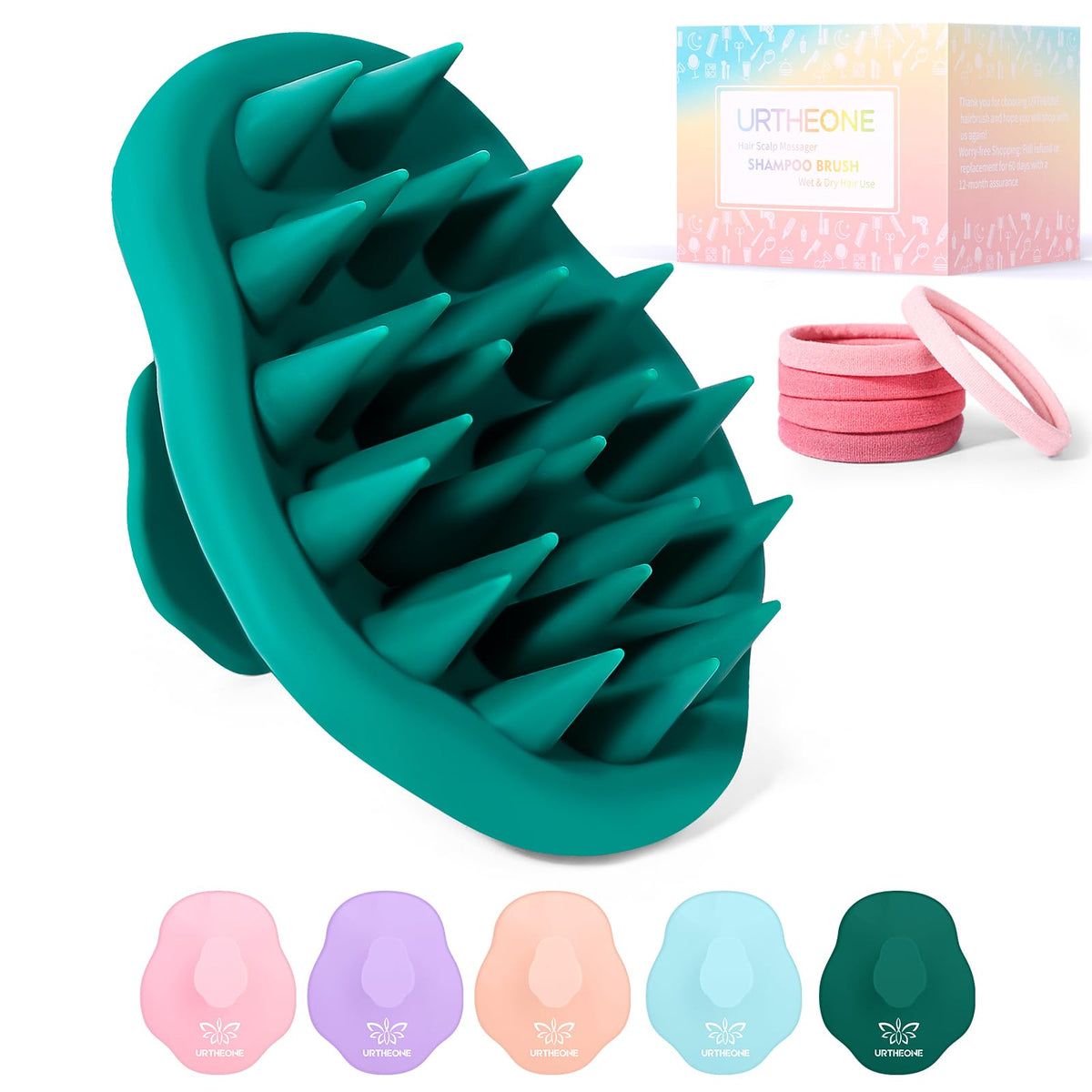 Urtheone Scalp Massager Shampoo Brush - Silicone Scrubber For Hair Growth & Dandruff Removal, Forest