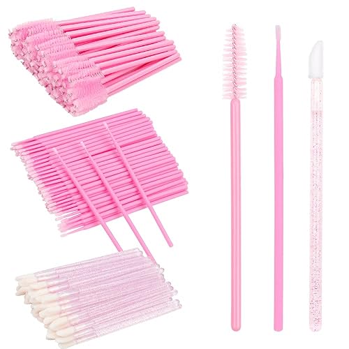 Mekupeu 300 PCS Eyelash Extension Kit - Disposable Micro Swabs, Spoolie, Lip & Mascara Wands