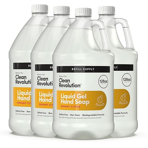 Clean Revolution Liquid Gel Hand Soap, Dreamy Citrus, 128 Fl Oz, 4 Pack - Quick Lather & Rinsing