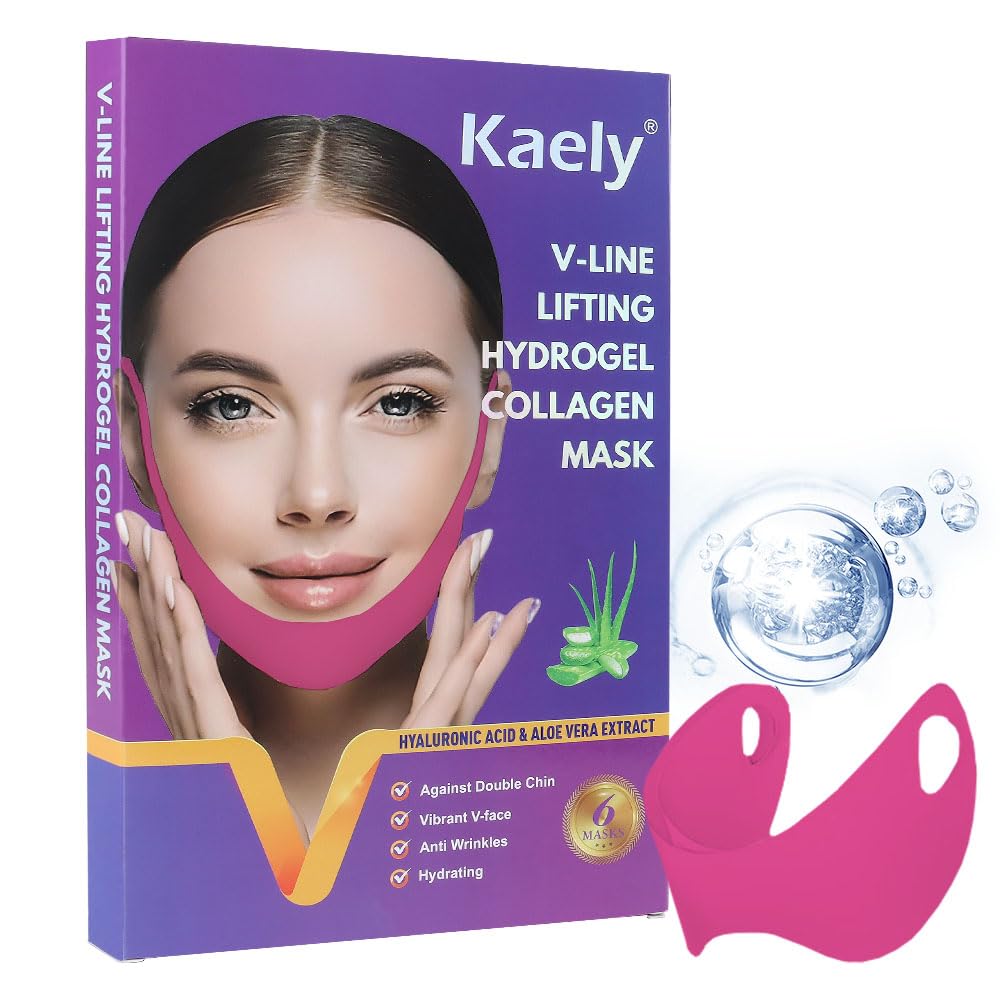 Kaely V Line Lifting Mask 6Pcs - Chin Strap, Contouring Face Mask, Anti-Aging, Red, Small Size