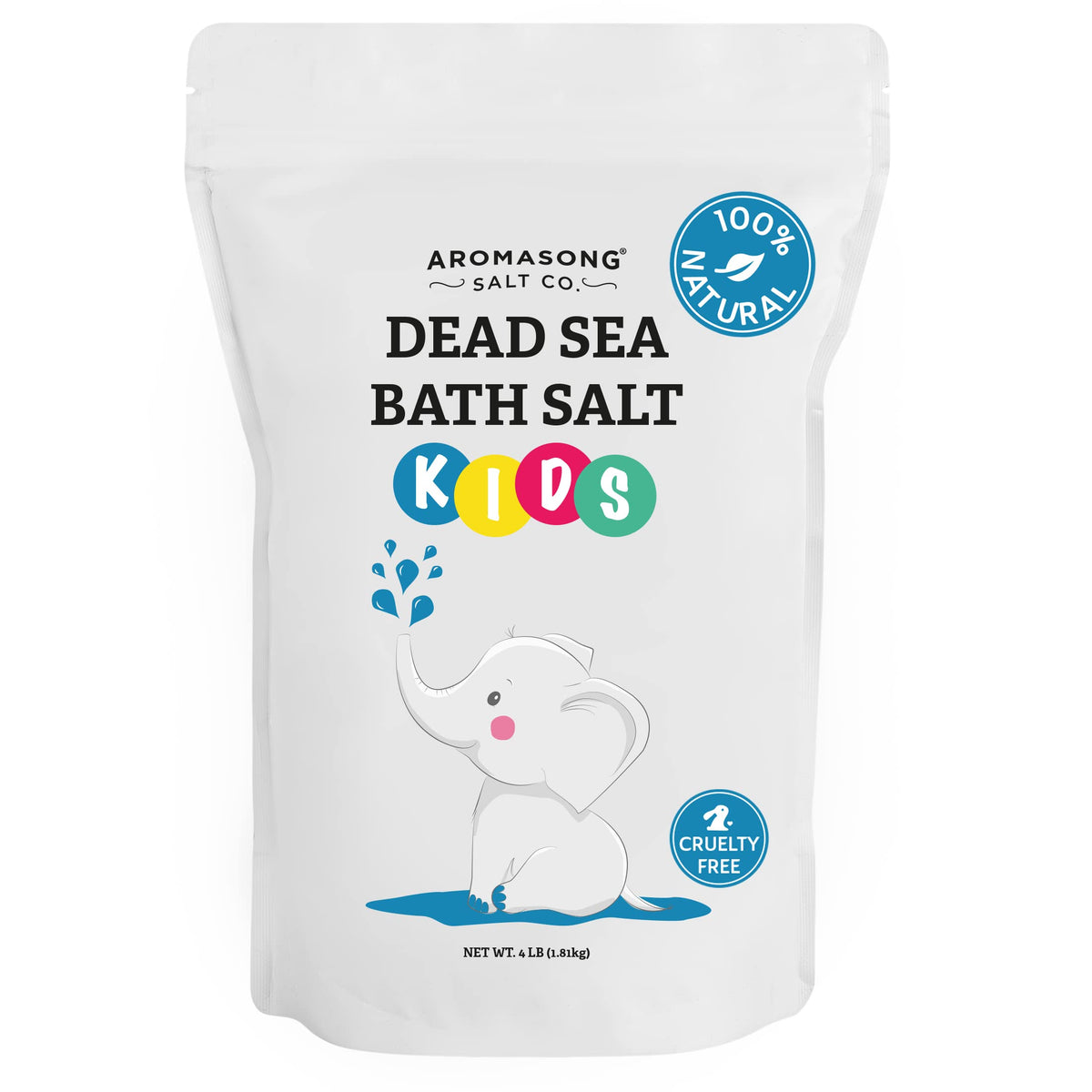 Aromasong Dead Sea Salt Bath Soak For Kids, 4 Lbs Pure Natural Fine Grain Resealable Pack